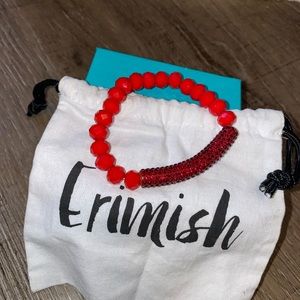 Solid red with large studded accent stackable Erimish bracelet